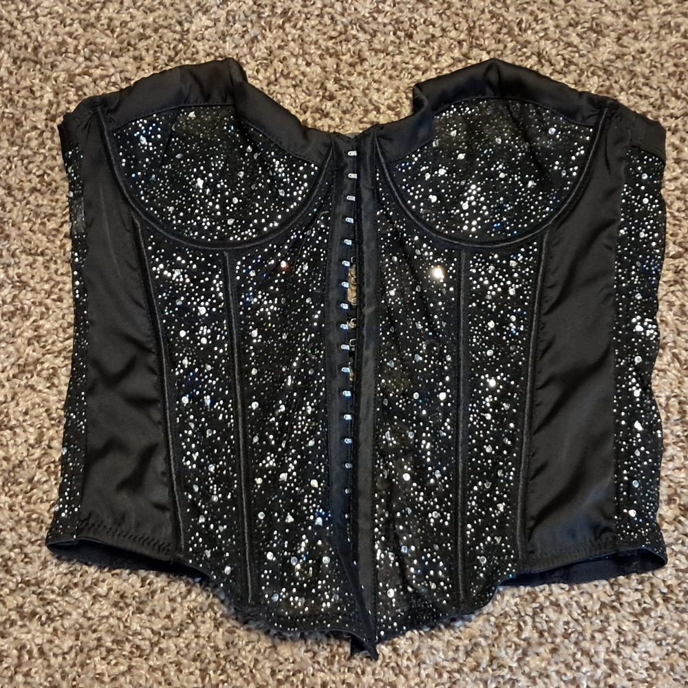 Forever 21 Black Sequin Corset Top